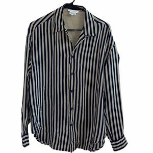 JoS. A. Bank Pin Stripe 100% Silk Blouse Size 12